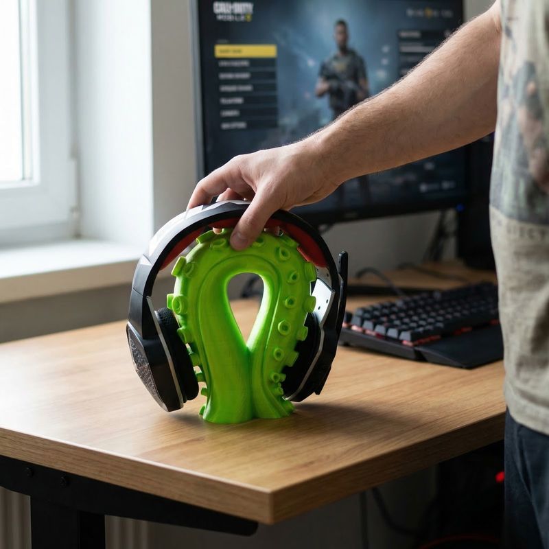 PC, gaming si accesorii - Periferice PC - Periferice Diverse - Suport Casti cu Forma Tentaculara, Verde, 18 cm - Infinity.ro