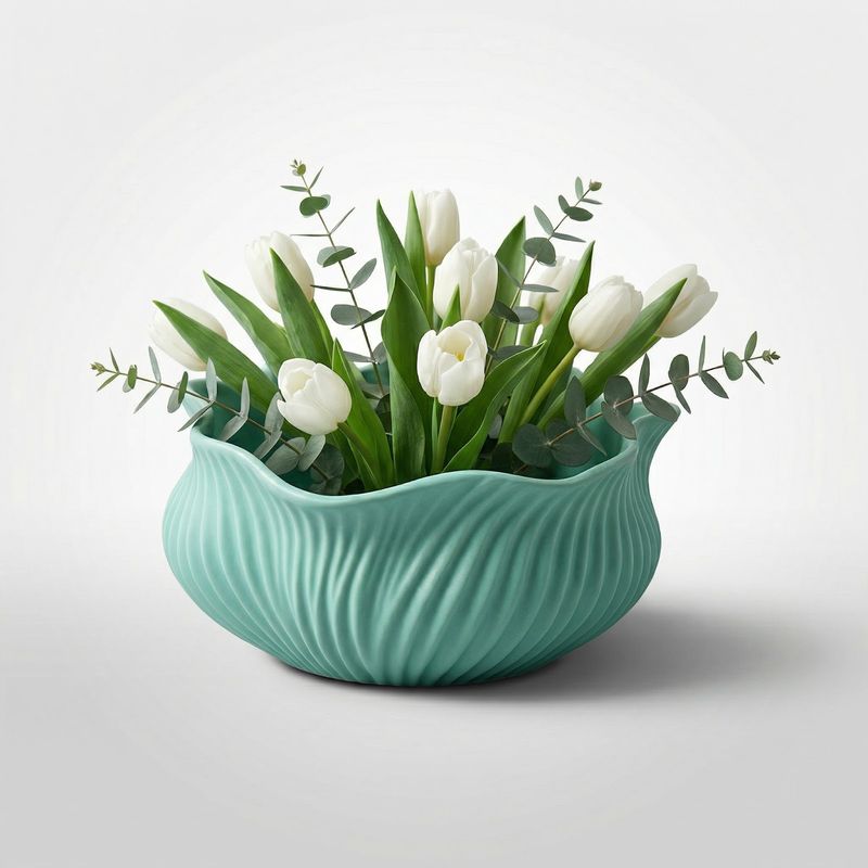 Casa si Gradina - Decoratiuni - Obiecte decorative - Vaze si boluri decorative - Bol Decorativ cu Margine Ondulata, Verde Menta, 14 cm - Infinity.ro