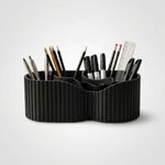 Carti si Birotica - Birotica - Accesorii de birou - Suporturi accesorii birou - Organizator Birou Sculptural cu Nervuri, Negru, 19 cm - Infinity.ro