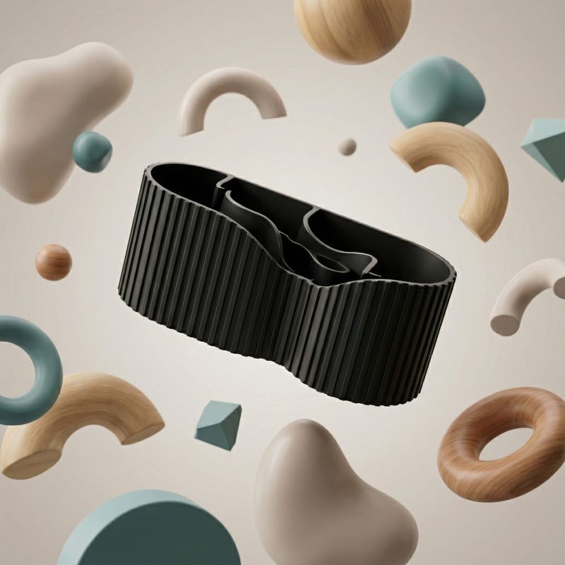 Carti si Birotica - Birotica - Accesorii de birou - Suporturi accesorii birou - Organizator Birou Sculptural cu Nervuri, Negru, 19 cm - Infinity.ro