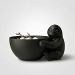 Casa si Gradina - Decoratiuni - Obiecte decorative - Vaze si boluri decorative - Bol Decorativ cu Forma Relaxanta, Negru, 21 cm - Infinity.ro