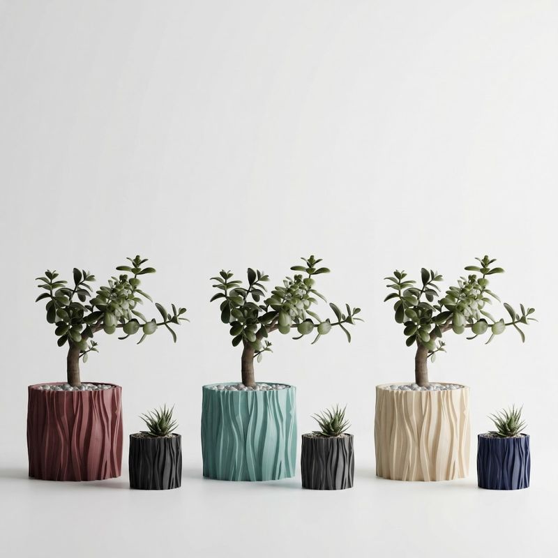 Casa si Gradina - Gradinarit si plante - Plante si ghivece - Ghivece si suporturi - Ghiveci Decorativ cu Textura Ondulata, Rosu, 13 cm - Infinity.ro