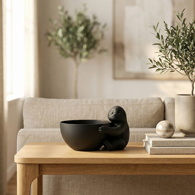 Casa si Gradina - Decoratiuni - Obiecte decorative - Vaze si boluri decorative - Bol Decorativ cu Forma Relaxanta, Negru, 21 cm - Infinity.ro