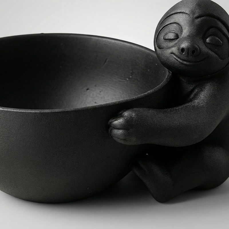 Casa si Gradina - Decoratiuni - Obiecte decorative - Vaze si boluri decorative - Bol Decorativ cu Forma Relaxanta, Negru, 21 cm - Infinity.ro