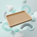 Casa si Gradina - Sanitare - Suporturi si accesorii baie - Accesorii baie - Tava organizatoare baie, bej, 25cm, striatii longitudinale - Infinity.ro