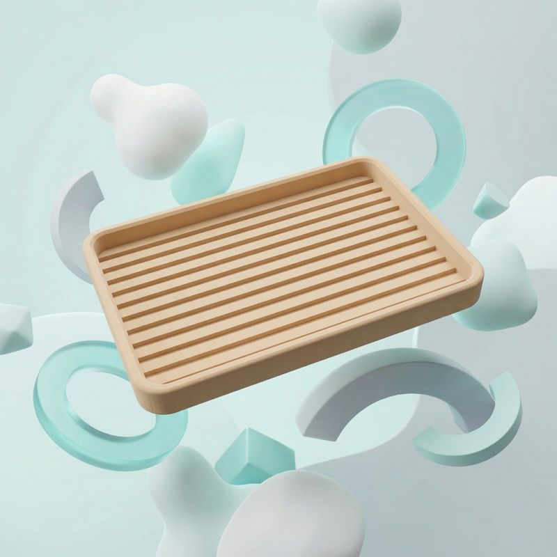 Casa si Gradina - Sanitare - Suporturi si accesorii baie - Accesorii baie - Tava organizatoare baie, bej, 25cm, striatii longitudinale - Infinity.ro