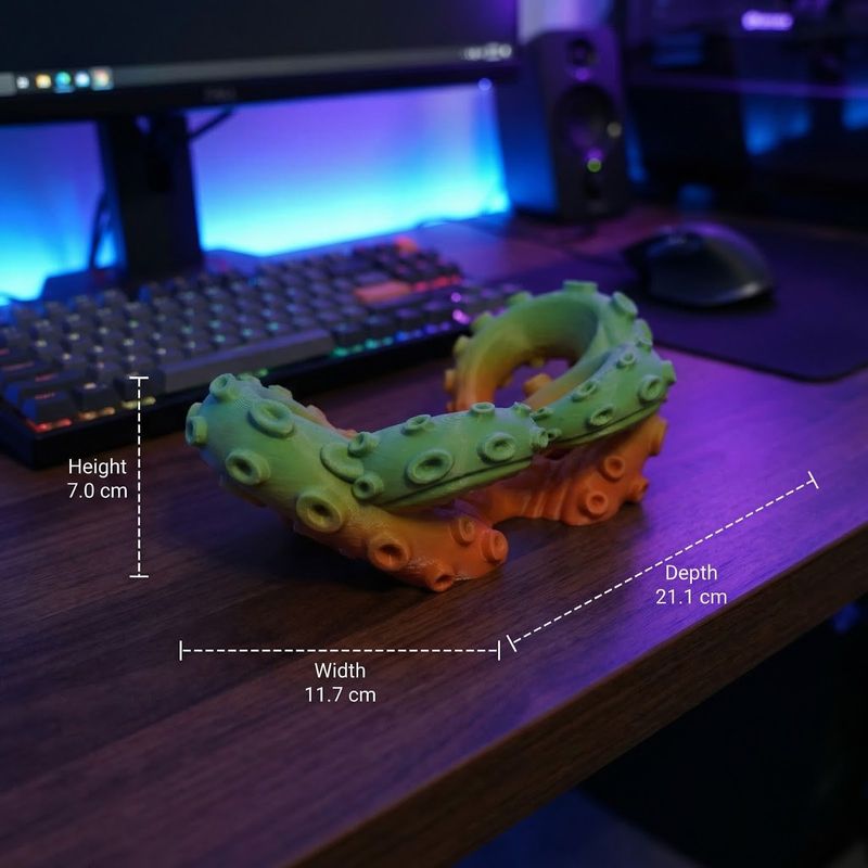 PC, gaming si accesorii - Gaming - Accesorii gaming - Accesorii console gaming - Suport Controller cu Tentacule Decorativ, Verde Orange, 21 cm - Infinity.ro