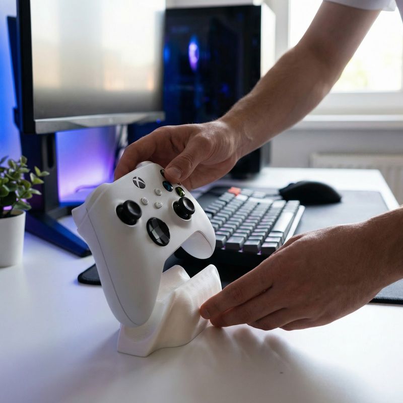 PC, gaming si accesorii - Gaming - Accesorii gaming - Accesorii console gaming - Suport Controller Minimalist, Alb, 13 cm - Infinity.ro