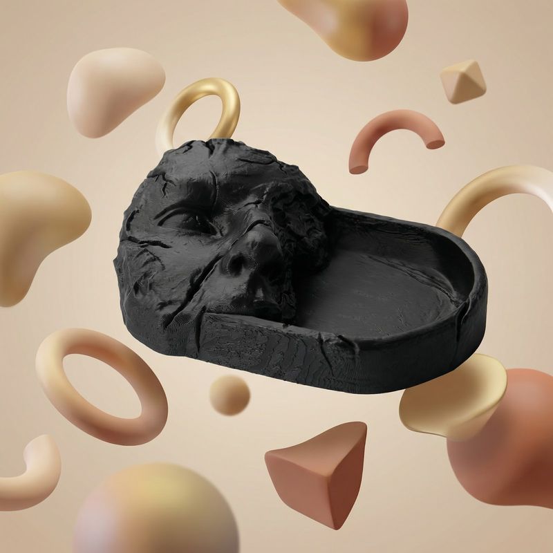 Casa si Gradina - Decoratiuni - Obiecte decorative - Accesorii decorative - Tava decorativa sculpturala, neagra, 22 cm - Infinity.ro
