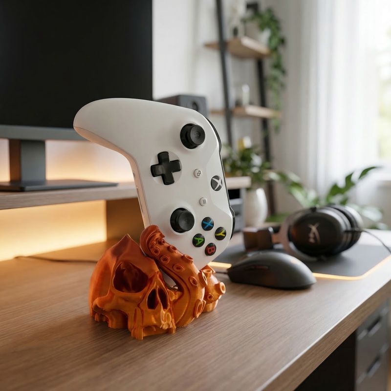 PC, gaming si accesorii - Gaming - Accesorii gaming - Accesorii console gaming - Suport controller, design tentacule, maro, 11 cm - Infinity.ro