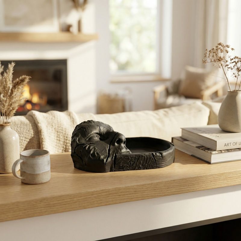 Casa si Gradina - Decoratiuni - Obiecte decorative - Accesorii decorative - Tava decorativa sculpturala, neagra, 22 cm - Infinity.ro