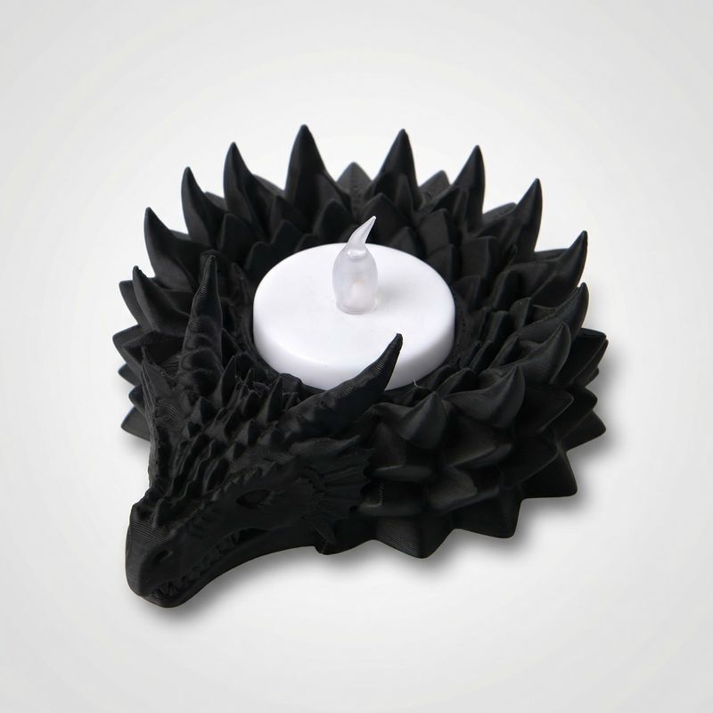 Casa si Gradina - Decoratiuni - Obiecte decorative - Accesorii decorative - Suport lumanare tip pastila Dragon Fantezie, negru, 12 cm - Infinity.ro