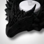 Casa si Gradina - Decoratiuni - Obiecte decorative - Accesorii decorative - Suport lumanare tip pastila Dragon Fantezie, negru, 12 cm - Infinity.ro