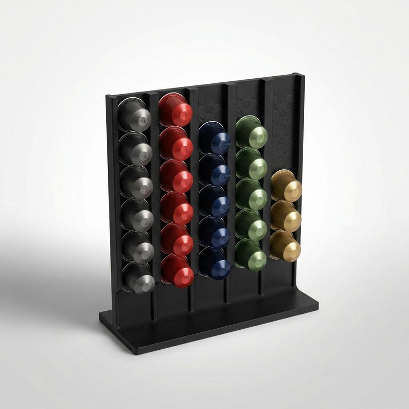 Electronice si Electrocasnice - Electrocasnice bucatarie - Preparare bauturi - Accesorii si consumabile aparate preparare bauturi - Suport Capsule Cafea Vertical Armonie, Negru, 25 cm - Infinity.ro