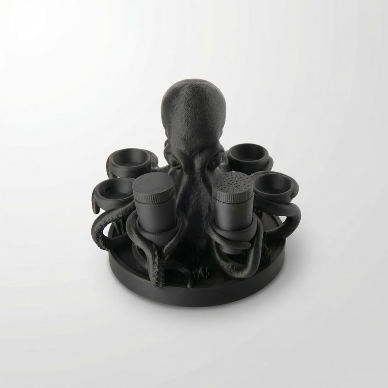 Casa si Gradina - Decoratiuni - Obiecte decorative - Accesorii decorative - Organizator Condimente Sculptural Octopus, Negru, 23 cm - Infinity.ro