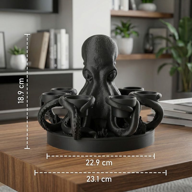 Casa si Gradina - Decoratiuni - Obiecte decorative - Accesorii decorative - Organizator Condimente Sculptural Octopus, Negru, 23 cm - Infinity.ro