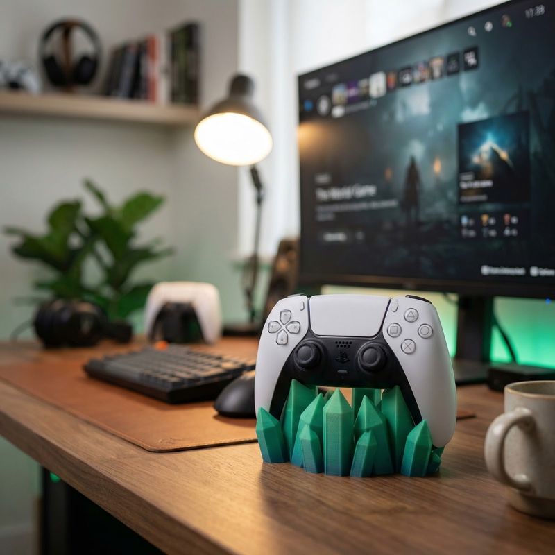 PC, gaming si accesorii - Gaming - Accesorii gaming - Accesorii console gaming - Suport Controller, Verde, 14cm, Design Cristale - Infinity.ro