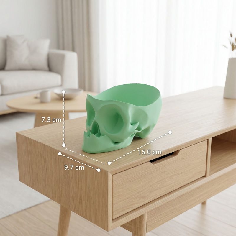 Casa si Gradina - Decoratiuni - Obiecte decorative - Vaze si boluri decorative - Bol Decorativ Craniu, Verde Menta, 15 cm - Infinity.ro