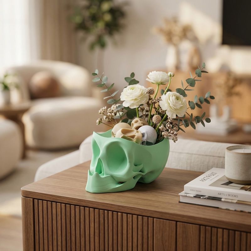 Casa si Gradina - Decoratiuni - Obiecte decorative - Vaze si boluri decorative - Bol Decorativ Craniu, Verde Menta, 15 cm - Infinity.ro