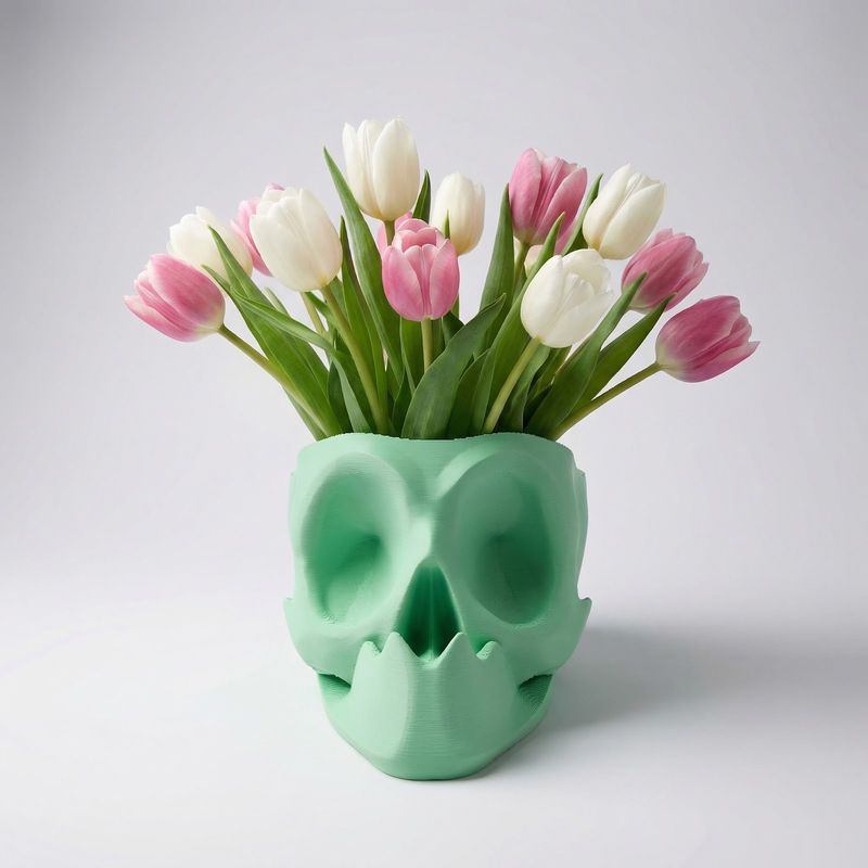 Casa si Gradina - Decoratiuni - Obiecte decorative - Vaze si boluri decorative - Bol Decorativ Craniu, Verde Menta, 15 cm - Infinity.ro