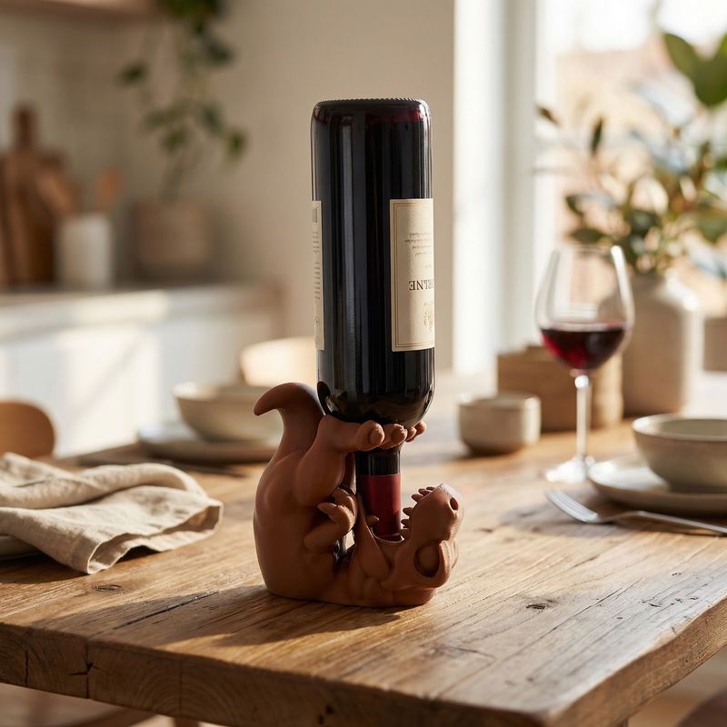 Casa si Gradina - Bucatarie si vesela - Accesorii bar - Suporturi bauturi - Suport Sticla de Vin cu Dinozaur Decorativ, Maro, 13 cm - Infinity.ro
