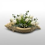 Casa si Gradina - Decoratiuni - Obiecte decorative - Vaze si boluri decorative - Bol Decorativ Scoica Marina, Bej, 18 cm - Infinity.ro