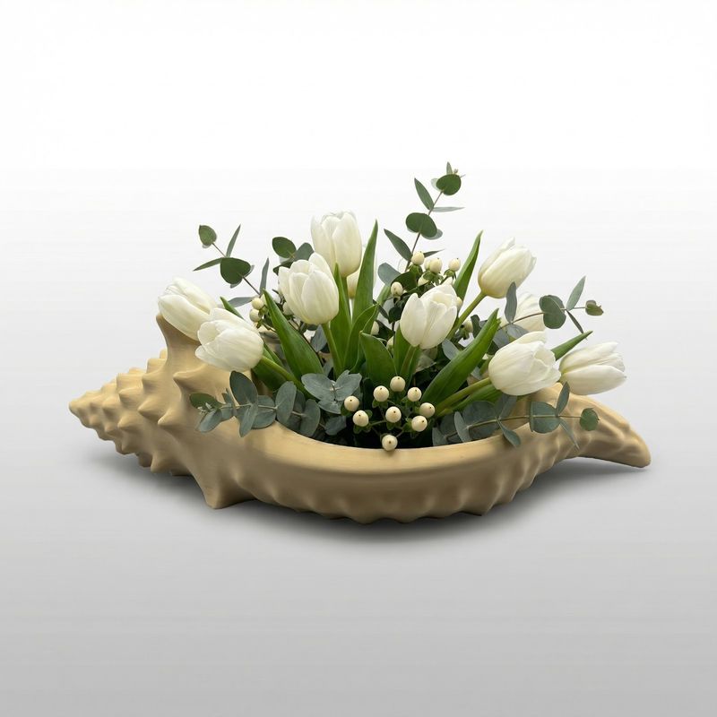 Casa si Gradina - Decoratiuni - Obiecte decorative - Vaze si boluri decorative - Bol Decorativ Scoica Marina, Bej, 18 cm - Infinity.ro