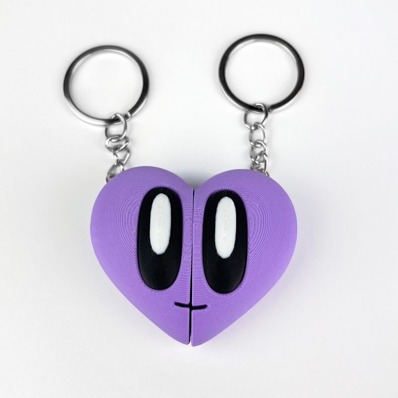 Market - Cadouri - Suveniruri - Set Brelocuri Inima Valentine's Day / Ziua Indragostitilor cu Magnet, 3D, Mov - Infinity.ro