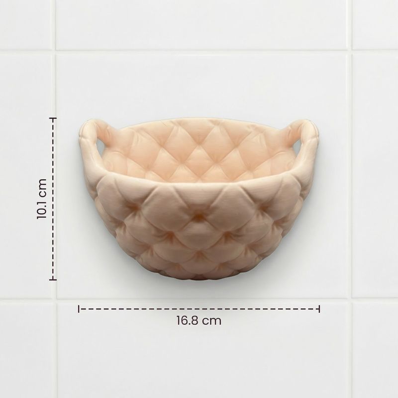Casa si Gradina - Sanitare - Suporturi si accesorii baie - Accesorii baie - Cos organizator pentru baie, bej, 17 cm, textura matlasata - Infinity.ro