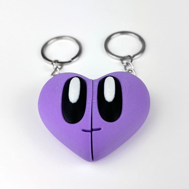 Market - Cadouri - Suveniruri - Set Brelocuri Inima Valentine's Day / Ziua Indragostitilor cu Magnet, 3D, Mov - Infinity.ro
