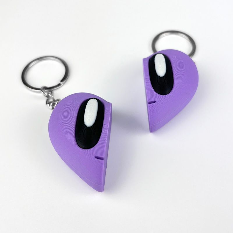 Market - Cadouri - Suveniruri - Set Brelocuri Inima Valentine's Day / Ziua Indragostitilor cu Magnet, 3D, Mov - Infinity.ro