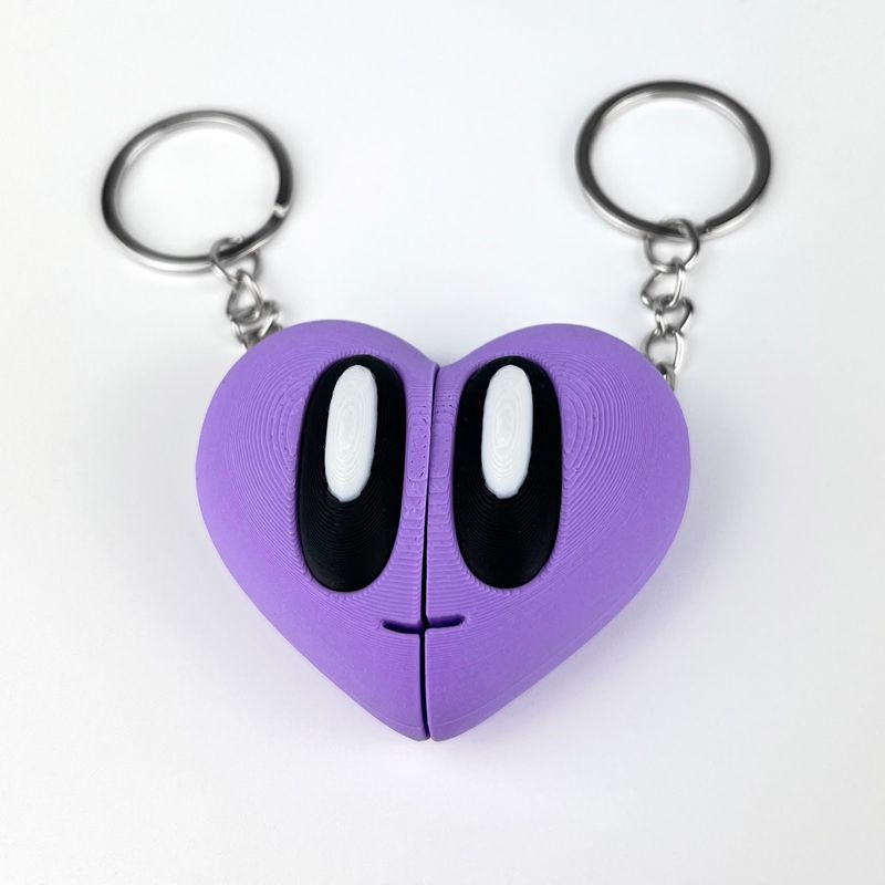 Market - Cadouri - Suveniruri - Set Brelocuri Inima Valentine's Day / Ziua Indragostitilor cu Magnet, 3D, Mov - Infinity.ro