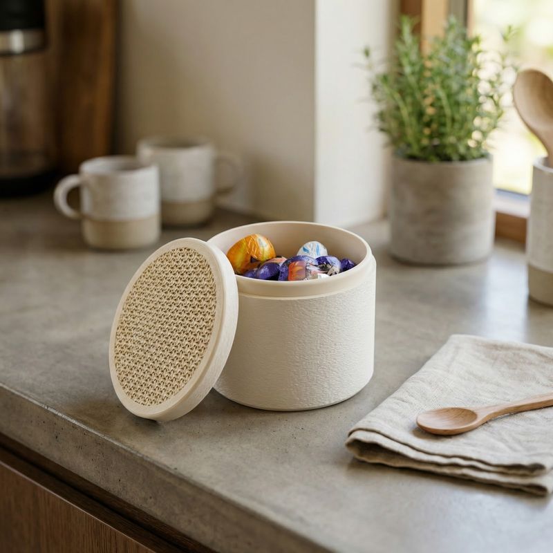 Casa si Gradina - Mobilier - Organizare si depozitare - Cutii depozitare - Cutie Depozitare Eleganta cu Capac si Model Impletit, Bej, 11 cm - Infinity.ro