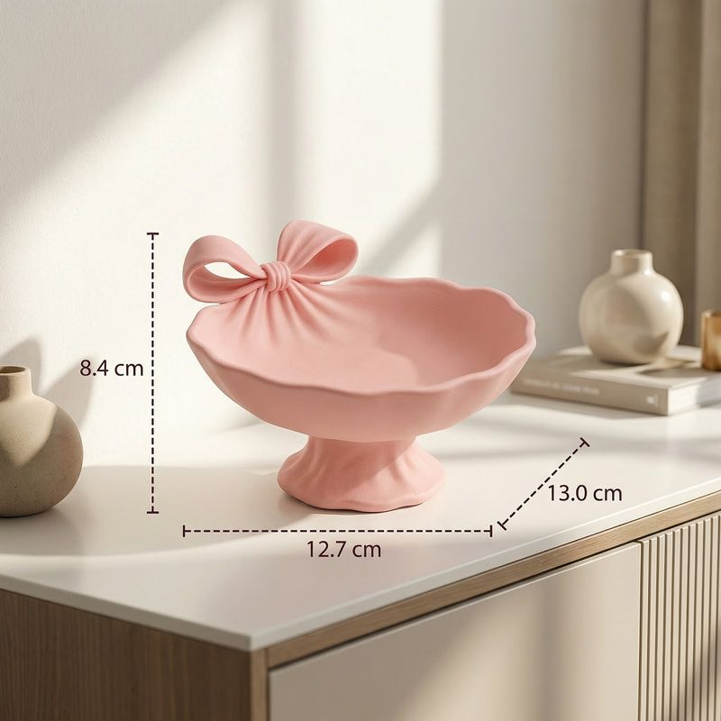 Casa si Gradina - Decoratiuni - Obiecte decorative - Vaze si boluri decorative - Bol Decorativ cu Funda Sculpturala, Roz, 13 cm - Infinity.ro