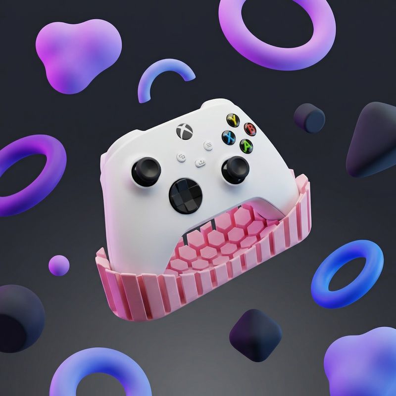 PC, gaming si accesorii - Gaming - Accesorii gaming - Accesorii console gaming - Suport Controller cu Model Hexagonal, Roz, 17 cm - Infinity.ro