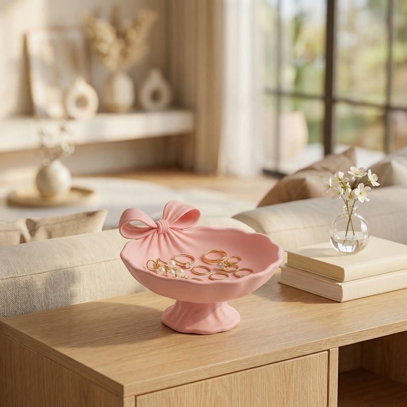 Casa si Gradina - Decoratiuni - Obiecte decorative - Vaze si boluri decorative - Bol Decorativ cu Funda Sculpturala, Roz, 13 cm - Infinity.ro