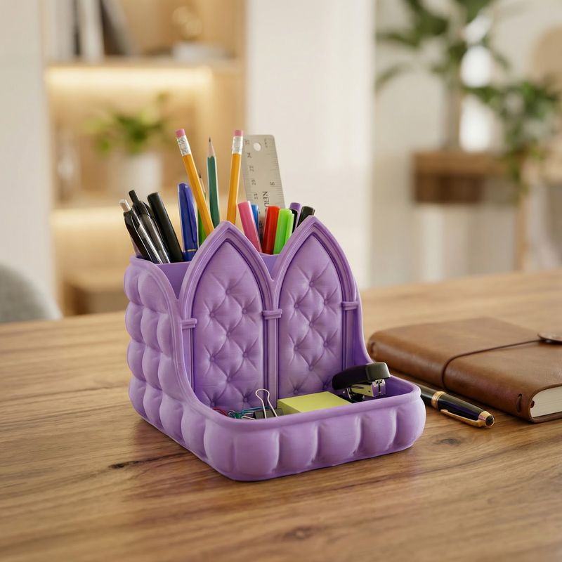 Carti si Birotica - Birotica - Accesorii de birou - Suporturi accesorii birou - Organizator Birou cu Arcade Gotice, Mov, 19 cm - Infinity.ro