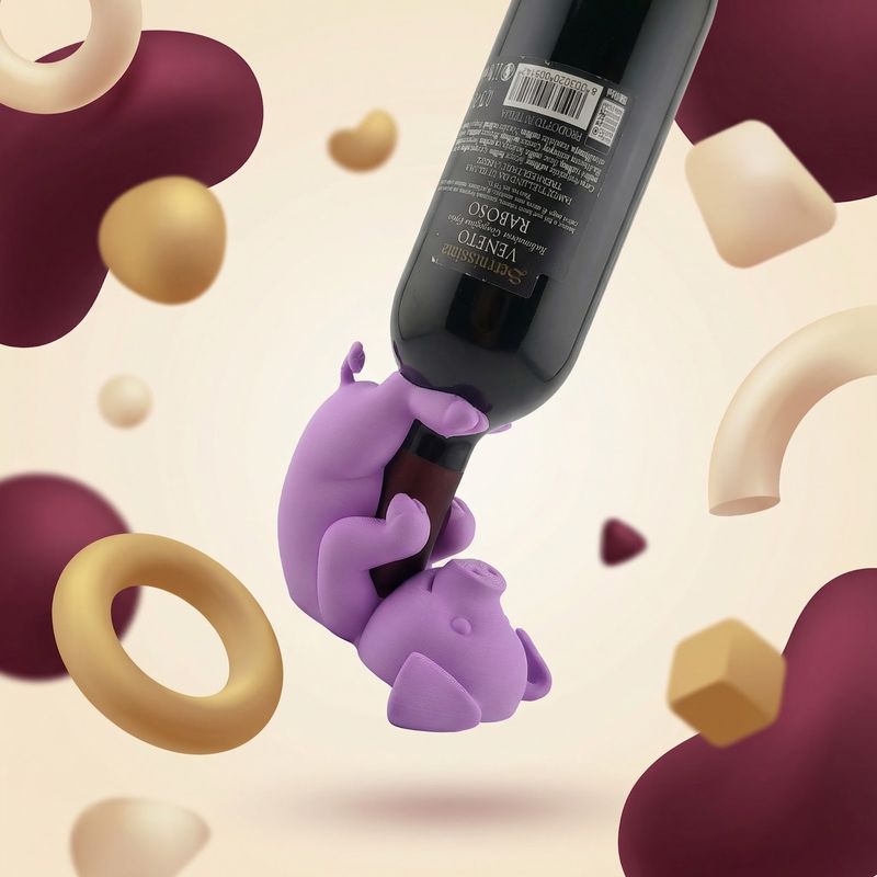 Casa si Gradina - Bucatarie si vesela - Accesorii bar - Suporturi bauturi - Suport Sticla de Vin Figurativ Amuzant, Mov, 10 cm - Infinity.ro