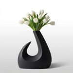 Casa si Gradina - Decoratiuni - Obiecte decorative - Vaze si boluri decorative - Vaza Decorativa Sculpturala in Forma de Semiluna, Negru, 24 cm - Infinity.ro