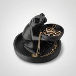 Fashion, accesorii si bijuterii - Femei - Bijuterii femei - Cutii bijuterii - Suport Bijuterii cu Tavita Decorativa, Negru, 14 cm - Infinity.ro