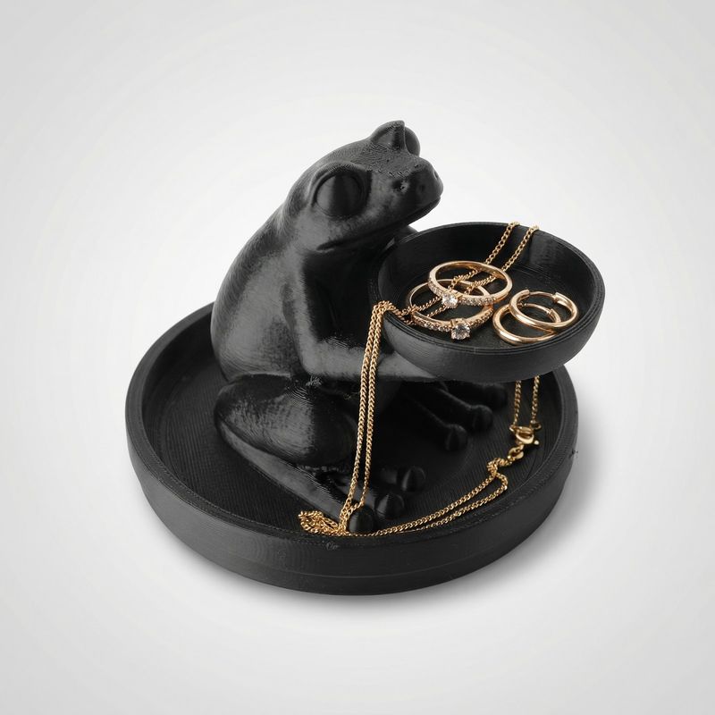 Fashion, accesorii si bijuterii - Femei - Bijuterii femei - Cutii bijuterii - Suport Bijuterii cu Tavita Decorativa, Negru, 14 cm - Infinity.ro
