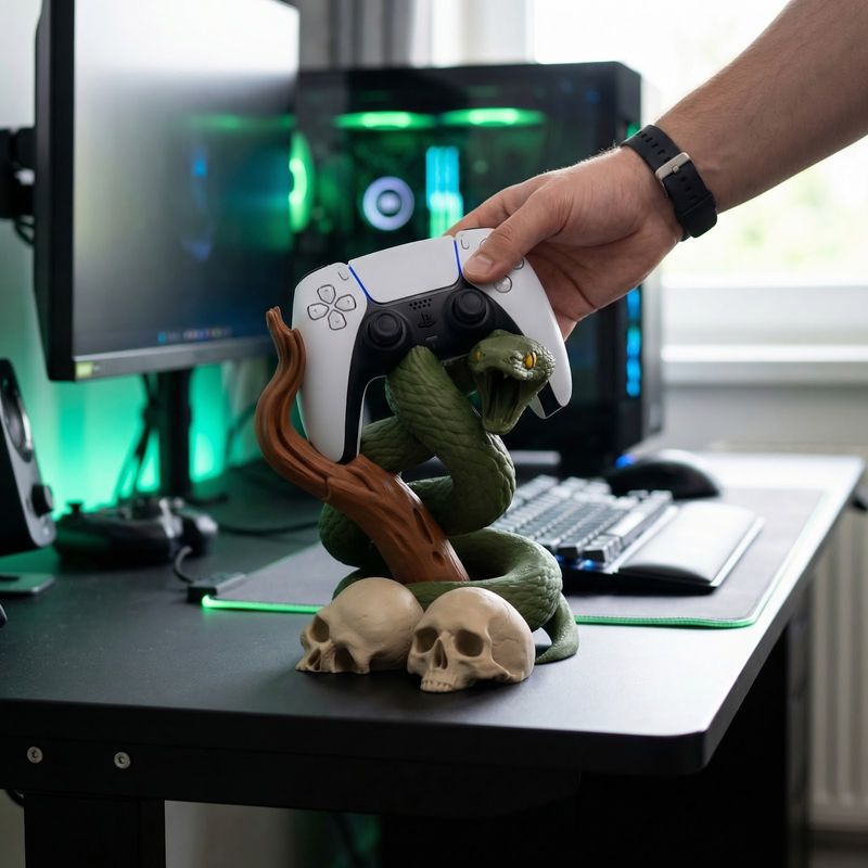 PC, gaming si accesorii - Gaming - Accesorii gaming - Accesorii console gaming - Suport Controller Serpent, Verde, 17 cm - Infinity.ro
