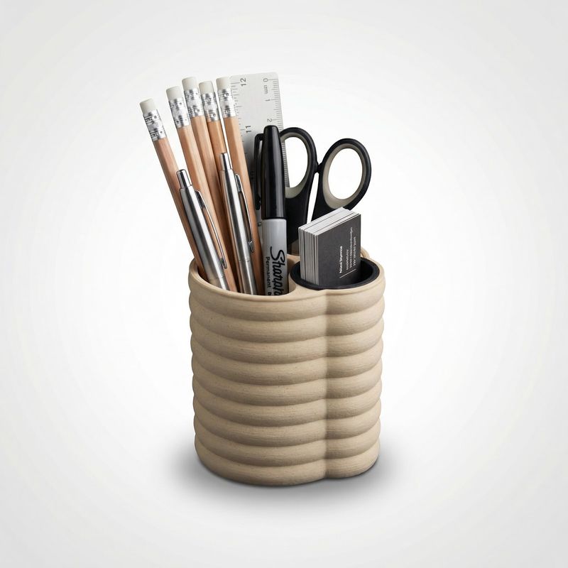 Carti si Birotica - Birotica - Accesorii de birou - Suporturi accesorii birou - Suport Pixuri Silueta Nor, Bej, 9 cm - Infinity.ro