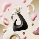 Casa si Gradina - Decoratiuni - Obiecte decorative - Vaze si boluri decorative - Vaza Decorativa Sculpturala in Forma de Semiluna, Negru, 24 cm - Infinity.ro