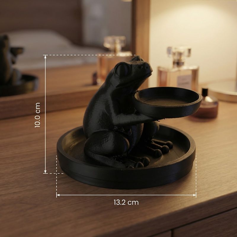 Fashion, accesorii si bijuterii - Femei - Bijuterii femei - Cutii bijuterii - Suport Bijuterii cu Tavita Decorativa, Negru, 14 cm - Infinity.ro
