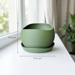 Casa si Gradina - Gradinarit si plante - Plante si ghivece - Ghivece si suporturi - Ghiveci Decorativ cu Textura Mata si Farfurie, Verde, 17 cm - Infinity.ro