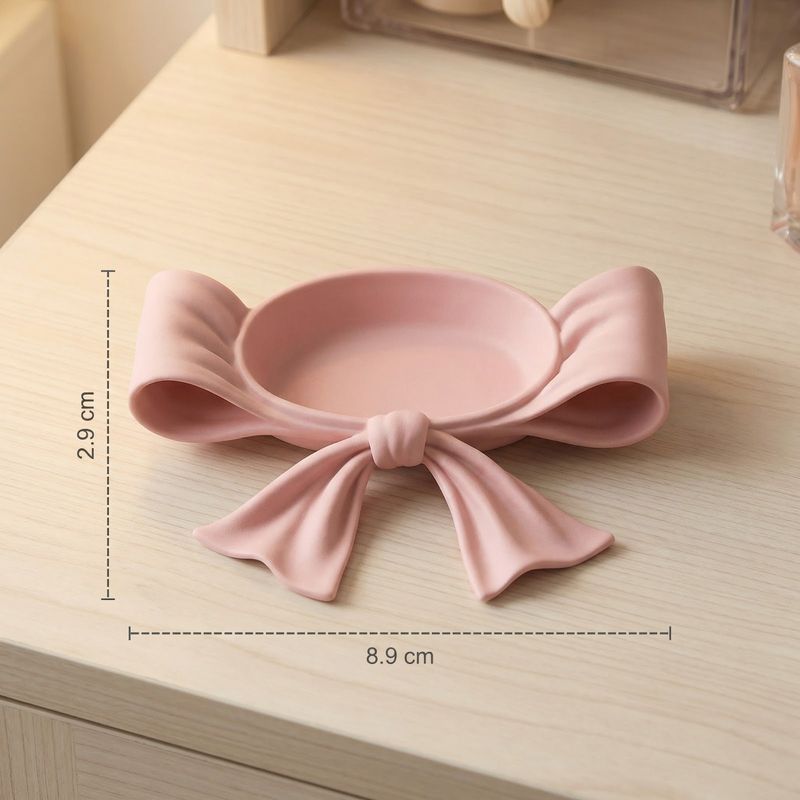 Fashion, accesorii si bijuterii - Femei - Bijuterii femei - Cutii bijuterii - Tavita Bijuterii cu Funda Sculpturala, Roz, 13 cm - Infinity.ro