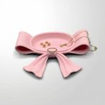 Fashion, accesorii si bijuterii - Femei - Bijuterii femei - Cutii bijuterii - Tavita Bijuterii cu Funda Sculpturala, Roz, 13 cm - Infinity.ro