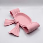 Fashion, accesorii si bijuterii - Femei - Bijuterii femei - Cutii bijuterii - Tavita Bijuterii cu Funda Sculpturala, Roz, 13 cm - Infinity.ro