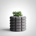 Casa si Gradina - Gradinarit si plante - Plante si ghivece - Ghivece si suporturi - Ghiveci Decorativ cu Aspect Textil Matlasat, Gri Antracit, 15 cm - Infinity.ro